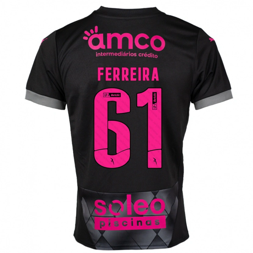 Danxen Dames Tiago Ferreira #61 Zwart Roze Uitshirt Uittenue 2024/25 T-Shirt