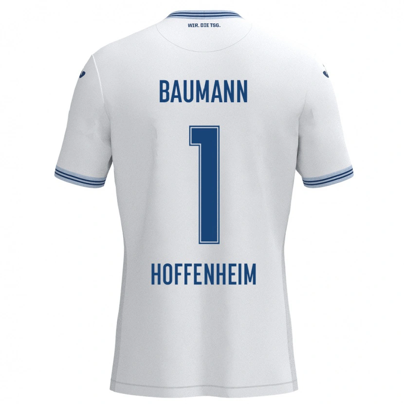Danxen Dames Oliver Baumann #1 Wit Blauw Uitshirt Uittenue 2024/25 T-Shirt