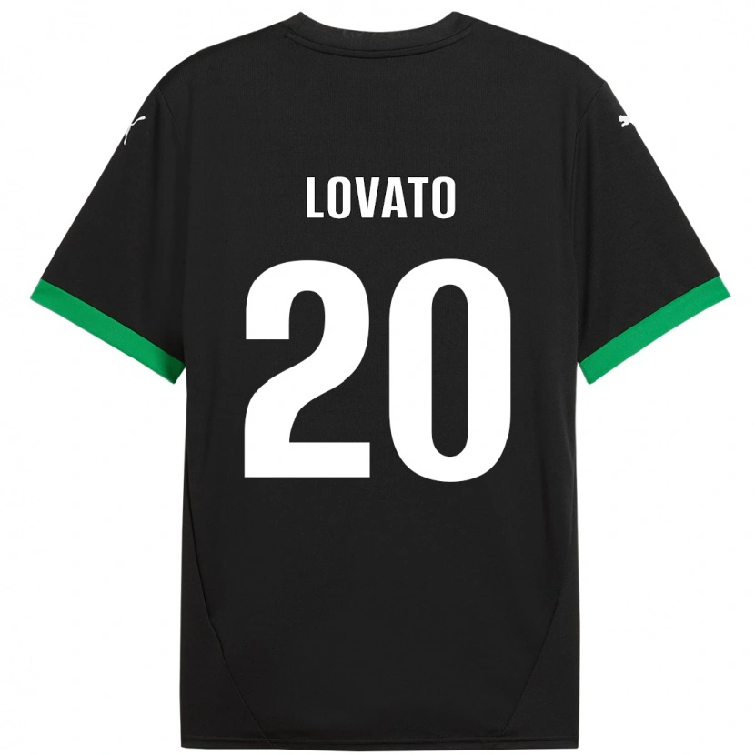 Danxen Kinderen Matteo Lovato #20 Zwart Donkergroen Thuisshirt Thuistenue 2024/25 T-Shirt