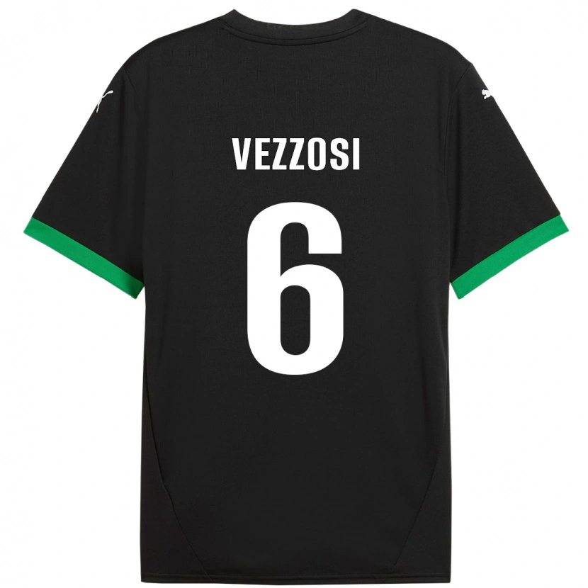Danxen Kinderen Giorgio Vezzosi #6 Zwart Donkergroen Thuisshirt Thuistenue 2024/25 T-Shirt