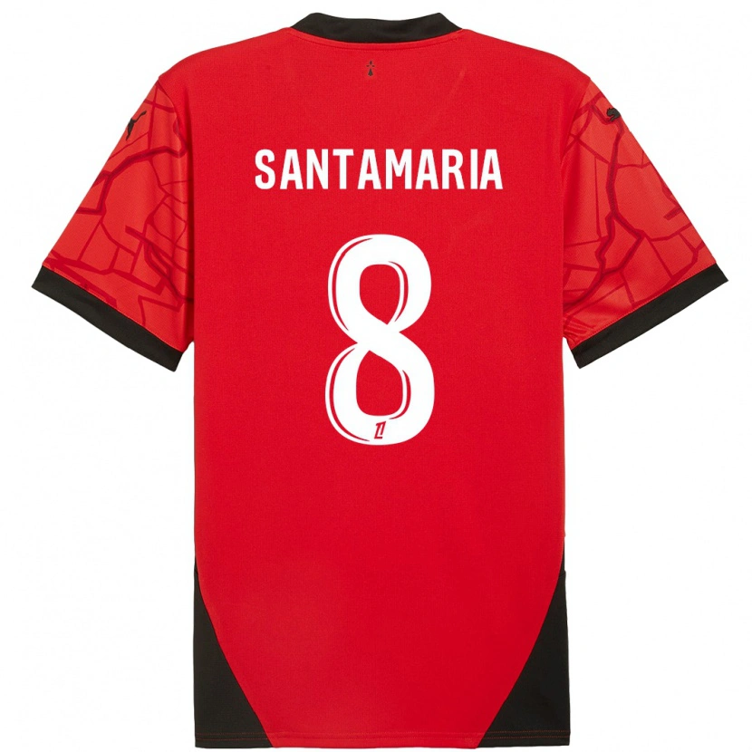 Danxen Kinderen Baptiste Santamaria #8 Rood Zwart Thuisshirt Thuistenue 2024/25 T-Shirt