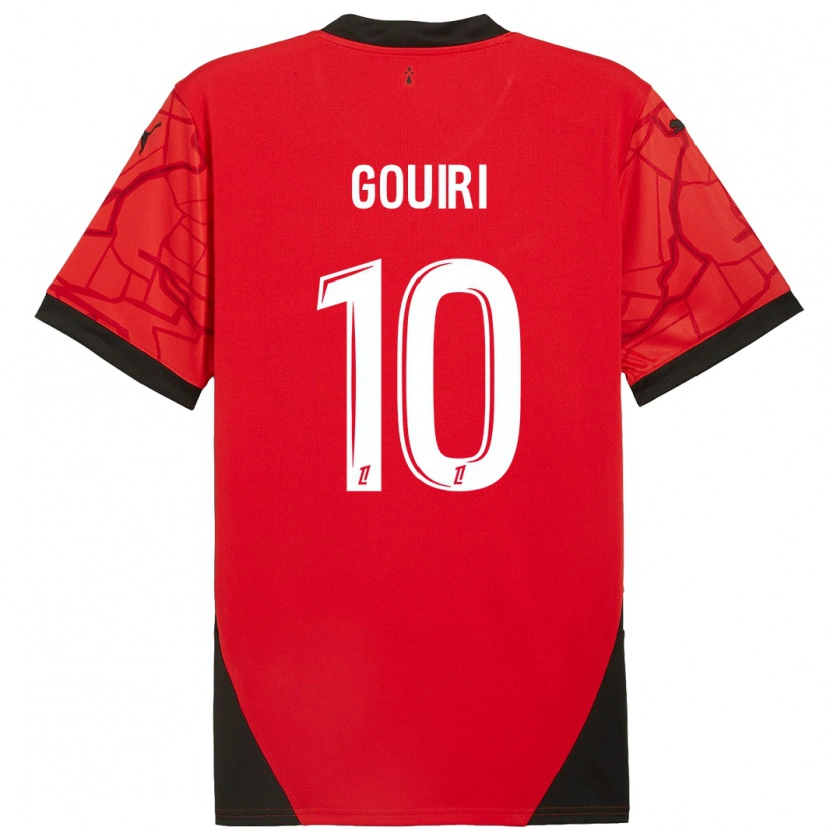 Danxen Kinderen Amine Gouiri #10 Rood Zwart Thuisshirt Thuistenue 2024/25 T-Shirt