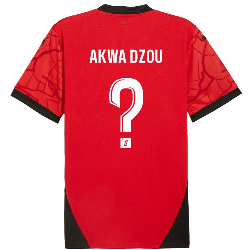 Danxen Kinderen Yoan Akwa Dzou #0 Rood Zwart Thuisshirt Thuistenue 2024/25 T-Shirt
