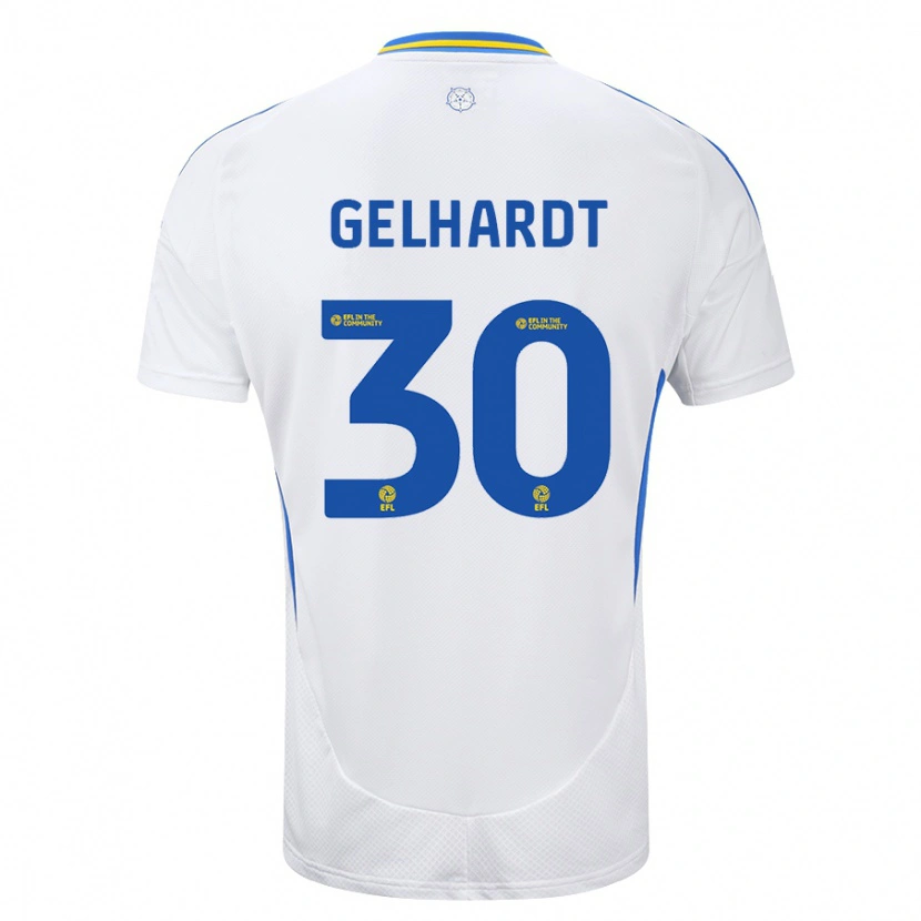Danxen Kinderen Joe Gelhardt #30 Wit Blauw Thuisshirt Thuistenue 2024/25 T-Shirt