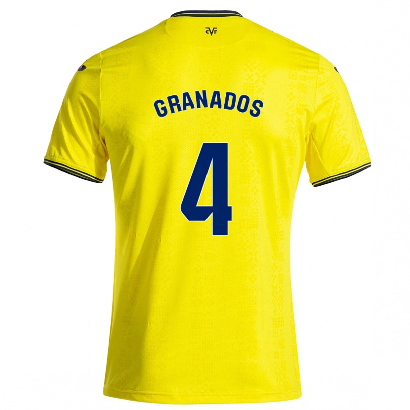 Danxen Kinderen Carlos Granados #4 Geel Zwart Thuisshirt Thuistenue 2024/25 T-Shirt
