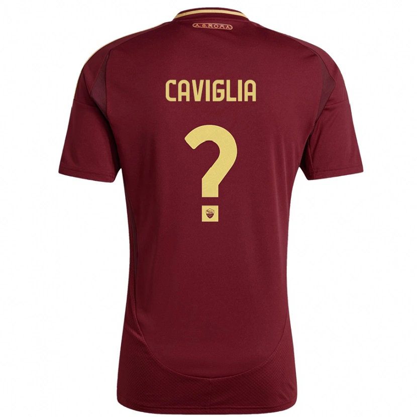 Danxen Kinderen Manuel Caviglia #0 Rood Bruin Goud Thuisshirt Thuistenue 2024/25 T-Shirt