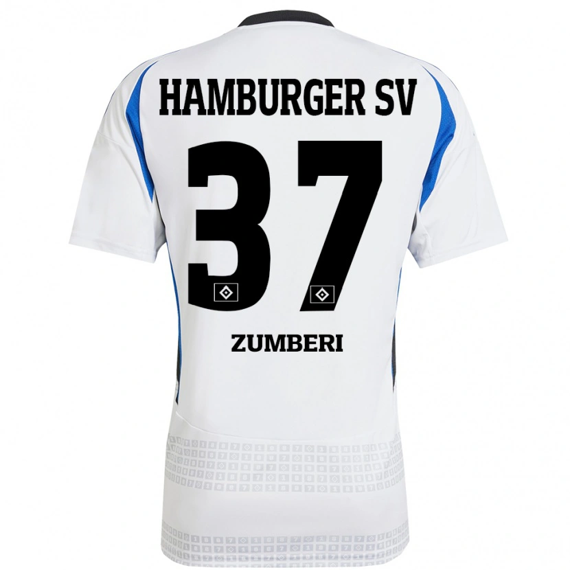 Danxen Kinderen Valon Zumberi #37 Wit Blauw Thuisshirt Thuistenue 2024/25 T-Shirt