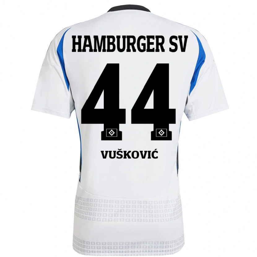 Danxen Kinderen Mario Vuskovic #44 Wit Blauw Thuisshirt Thuistenue 2024/25 T-Shirt