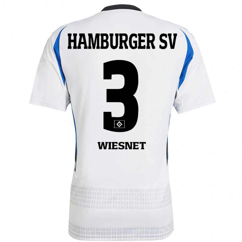 Danxen Kinderen Melvin Wiesnet #3 Wit Blauw Thuisshirt Thuistenue 2024/25 T-Shirt
