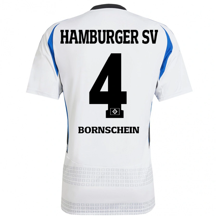 Danxen Kinderen Lukas Bornschein #4 Wit Blauw Thuisshirt Thuistenue 2024/25 T-Shirt
