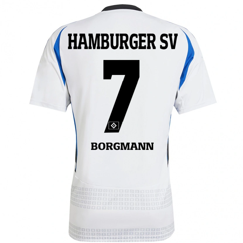 Danxen Kinderen Marcus Borgmann #7 Wit Blauw Thuisshirt Thuistenue 2024/25 T-Shirt