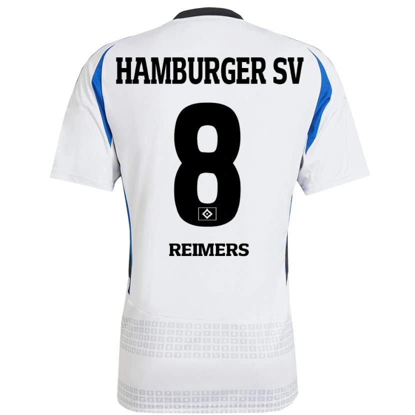 Danxen Kinderen Moritz Reimers #8 Wit Blauw Thuisshirt Thuistenue 2024/25 T-Shirt