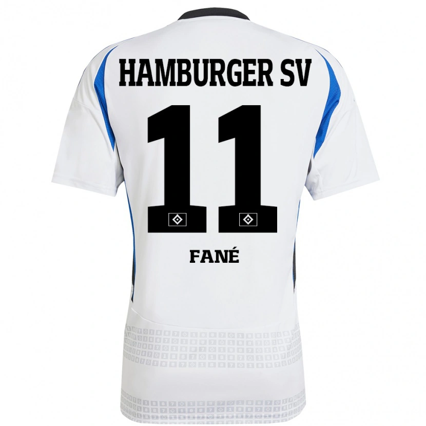 Danxen Kinderen Sidi Fané #11 Wit Blauw Thuisshirt Thuistenue 2024/25 T-Shirt