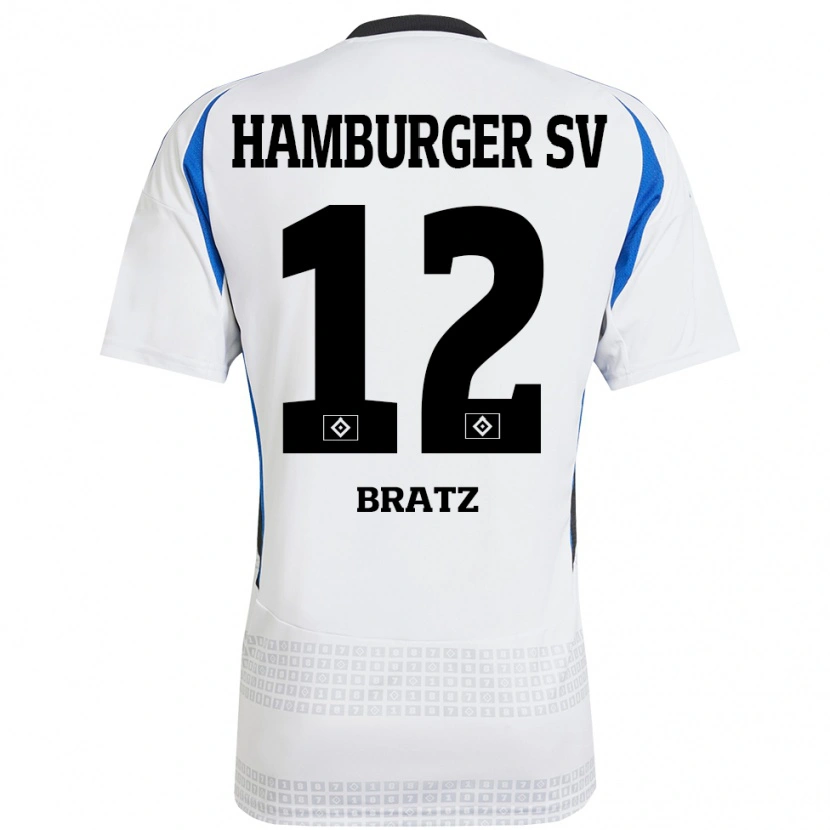 Danxen Kinderen Julian Brätz #12 Wit Blauw Thuisshirt Thuistenue 2024/25 T-Shirt