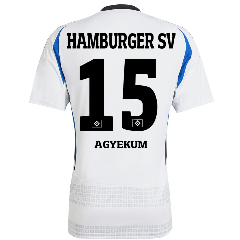 Danxen Kinderen Joel Agyekum #15 Wit Blauw Thuisshirt Thuistenue 2024/25 T-Shirt
