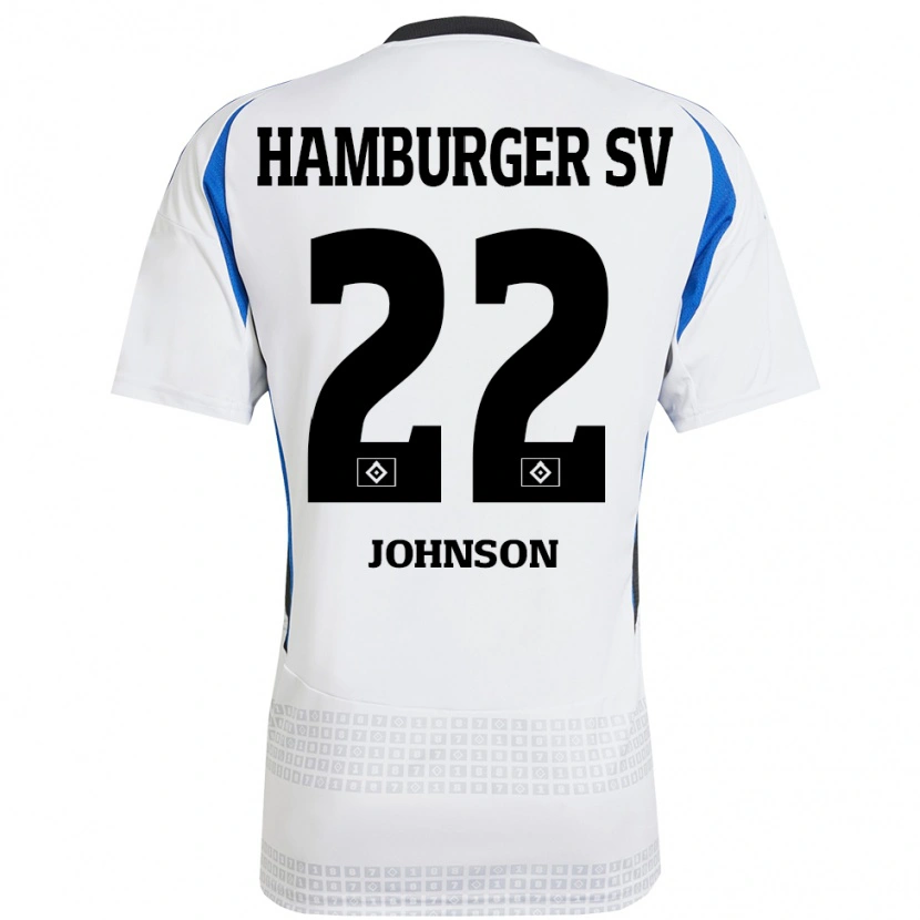 Danxen Kinderen Emmanuel Johnson #22 Wit Blauw Thuisshirt Thuistenue 2024/25 T-Shirt
