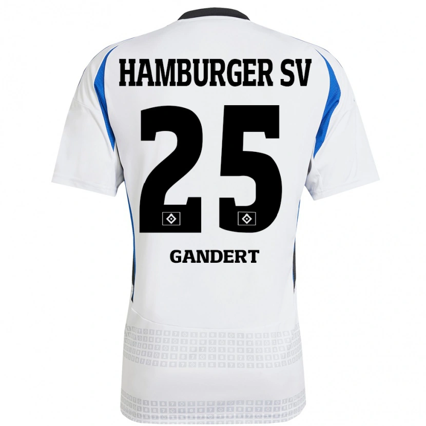 Danxen Kinderen Jeremy Gandert #25 Wit Blauw Thuisshirt Thuistenue 2024/25 T-Shirt