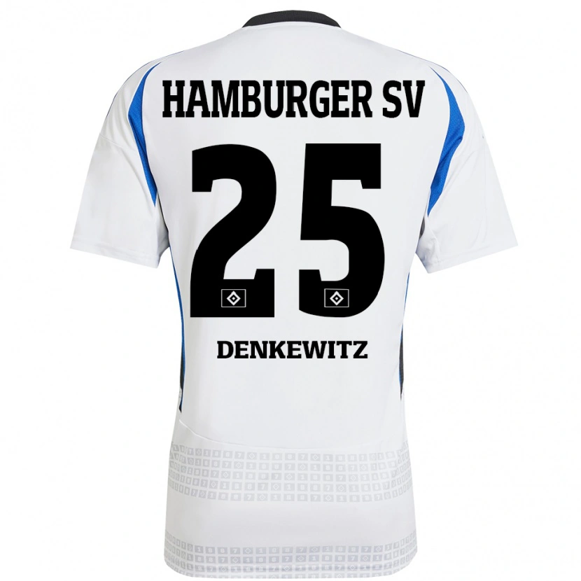 Danxen Kinderen Nick Denkewitz #25 Wit Blauw Thuisshirt Thuistenue 2024/25 T-Shirt