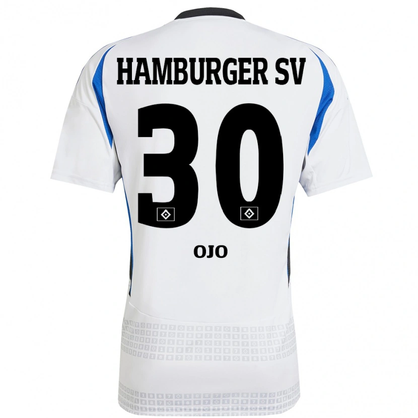 Danxen Kinderen Kelvin Ojo #30 Wit Blauw Thuisshirt Thuistenue 2024/25 T-Shirt