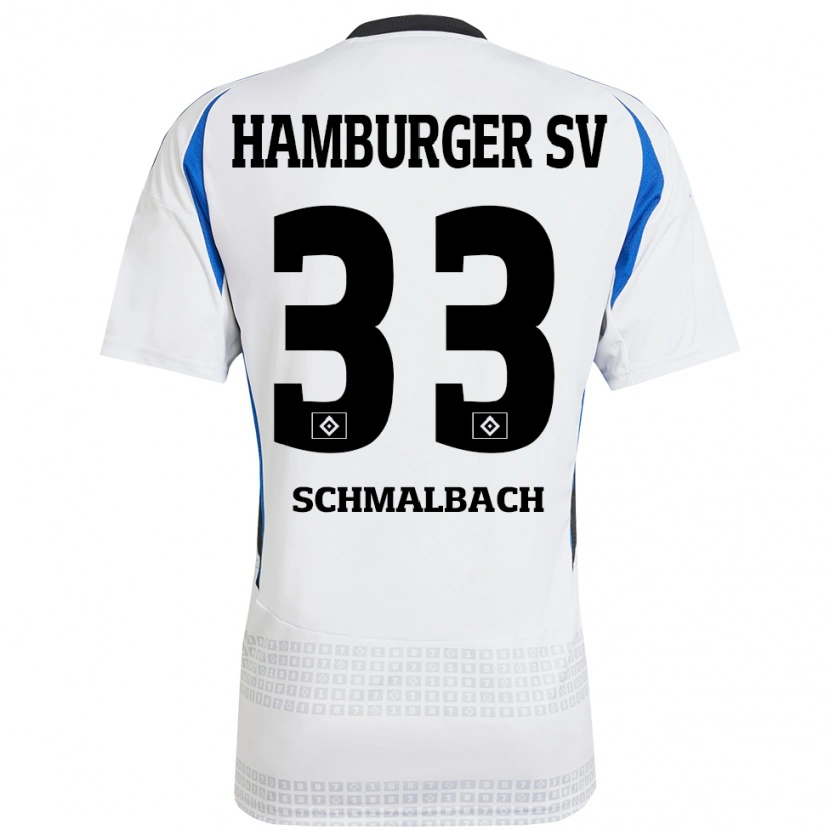 Danxen Kinderen Sebastian Schmalbach #33 Wit Blauw Thuisshirt Thuistenue 2024/25 T-Shirt