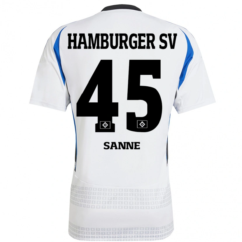Danxen Kinderen Tom Sanne #45 Wit Blauw Thuisshirt Thuistenue 2024/25 T-Shirt