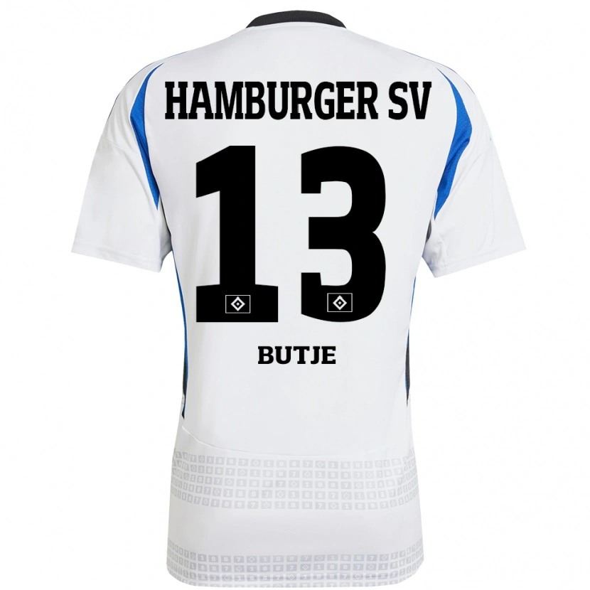 Danxen Kinderen Sophie Bütje #13 Wit Blauw Thuisshirt Thuistenue 2024/25 T-Shirt