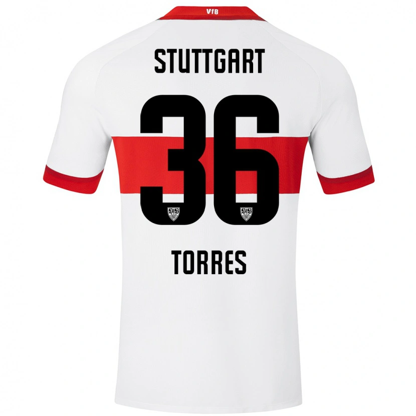Danxen Kinderen Yohann Torres #36 Wit Rood Thuisshirt Thuistenue 2024/25 T-Shirt