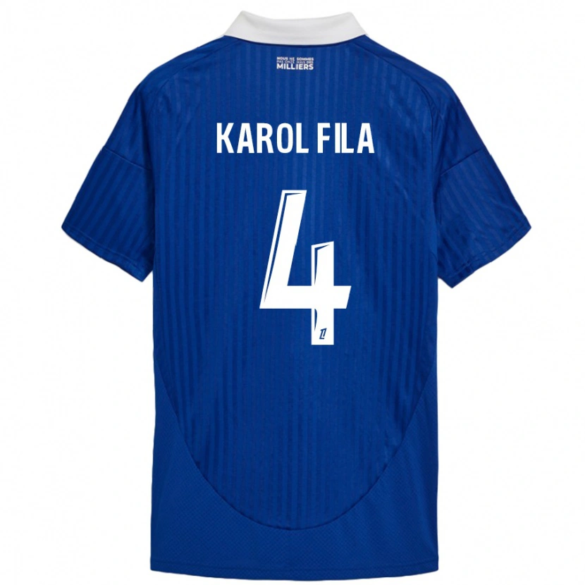 Danxen Kinderen Karol Fila #4 Blauw Wit Thuisshirt Thuistenue 2024/25 T-Shirt