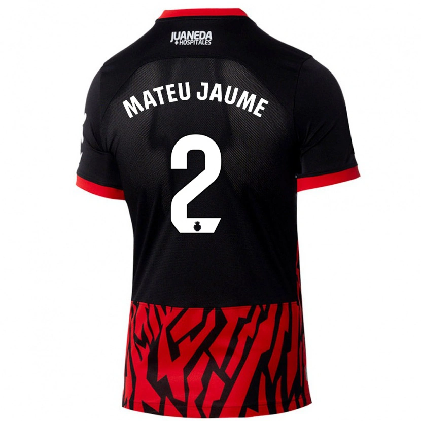Danxen Kinderen Mateu Morey #2 Zwart Rood Thuisshirt Thuistenue 2024/25 T-Shirt