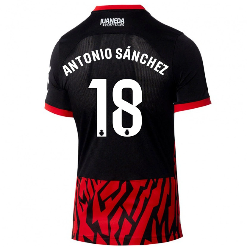 Danxen Kinderen Antonio Sánchez #18 Zwart Rood Thuisshirt Thuistenue 2024/25 T-Shirt