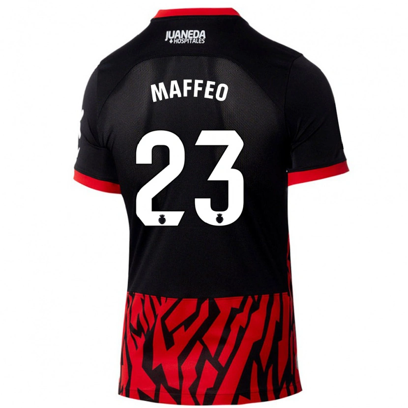 Danxen Kinderen Pablo Maffeo #23 Zwart Rood Thuisshirt Thuistenue 2024/25 T-Shirt