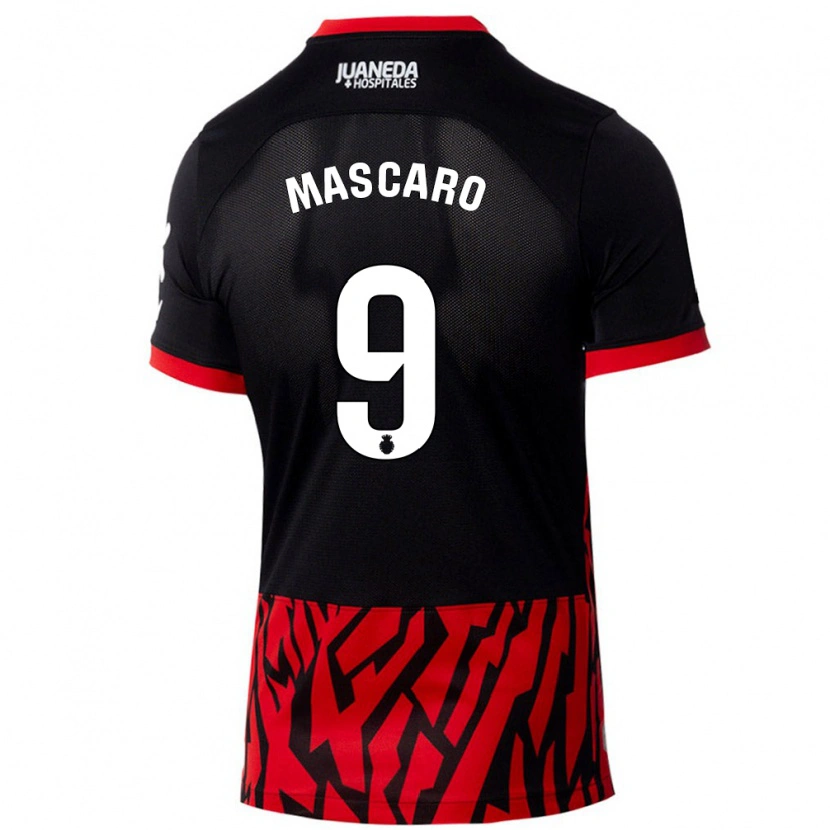 Danxen Kinderen Pau Mascaró #9 Zwart Rood Thuisshirt Thuistenue 2024/25 T-Shirt