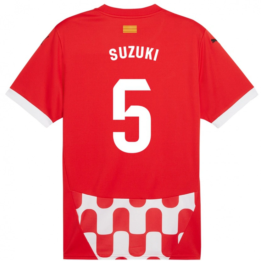 Danxen Kinderen Wadi Ibrahim Suzuki #5 Rood Wit Thuisshirt Thuistenue 2024/25 T-Shirt