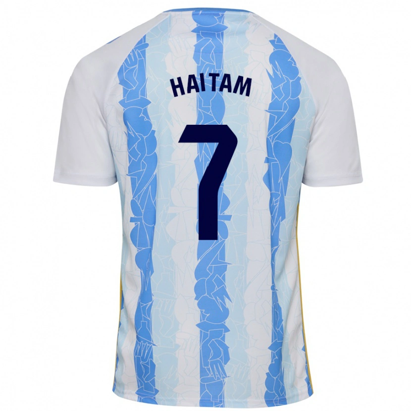 Danxen Kinderen Haitam Abaida #7 Wit Blauw Thuisshirt Thuistenue 2024/25 T-Shirt