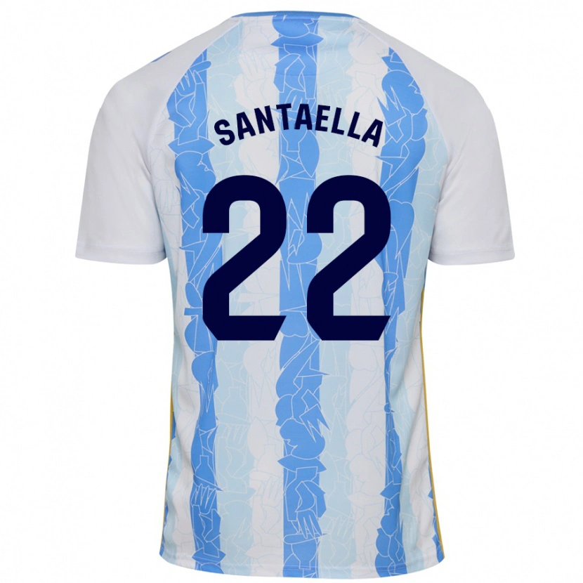 Danxen Kinderen Miguel Ángel Santaella #22 Wit Blauw Thuisshirt Thuistenue 2024/25 T-Shirt