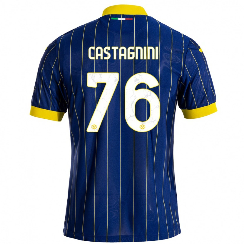 Danxen Kinderen Mirko Castagnini #76 Blauw Geel Thuisshirt Thuistenue 2024/25 T-Shirt