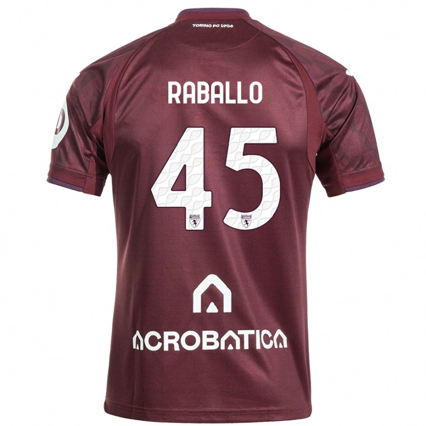 Danxen Kinderen Alessio Raballo #45 Kastanjebruin Wit Thuisshirt Thuistenue 2024/25 T-Shirt
