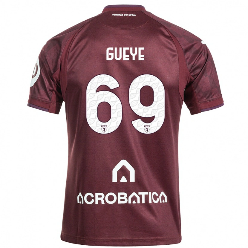 Danxen Kinderen Ousmane Gueye #69 Kastanjebruin Wit Thuisshirt Thuistenue 2024/25 T-Shirt