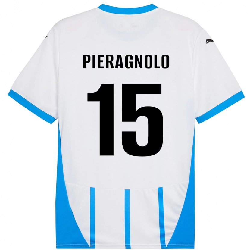 Danxen Kinderen Edoardo Pieragnolo #15 Wit Blauw Uitshirt Uittenue 2024/25 T-Shirt