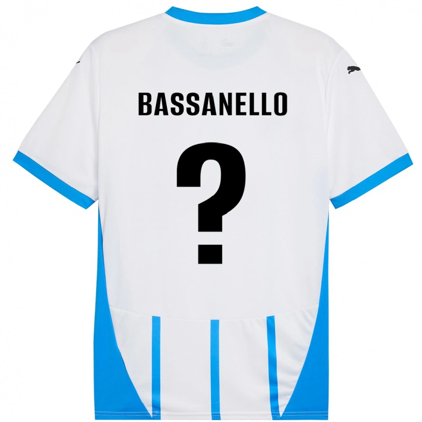 Danxen Kinderen Davide Bassanello #0 Wit Blauw Uitshirt Uittenue 2024/25 T-Shirt