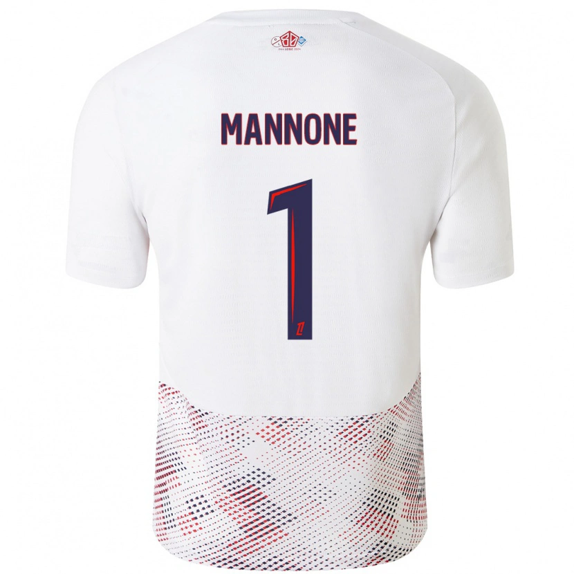 Danxen Kinderen Vito Mannone #1 Wit Koningsblauw Uitshirt Uittenue 2024/25 T-Shirt