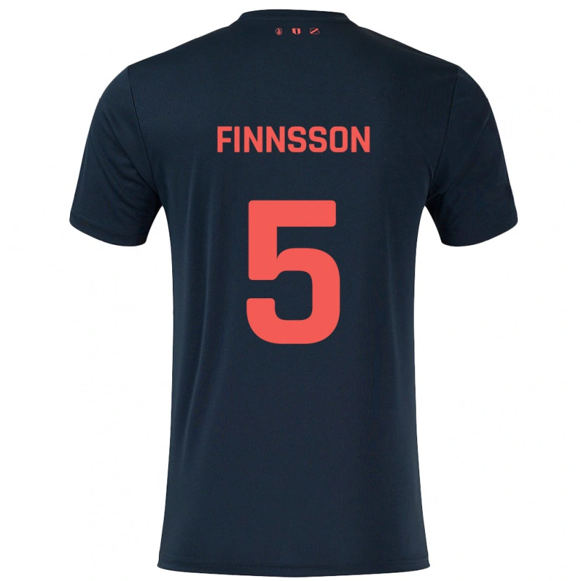 Danxen Kinderen Kolbeinn Finnsson #5 Zwart Rood Uitshirt Uittenue 2024/25 T-Shirt
