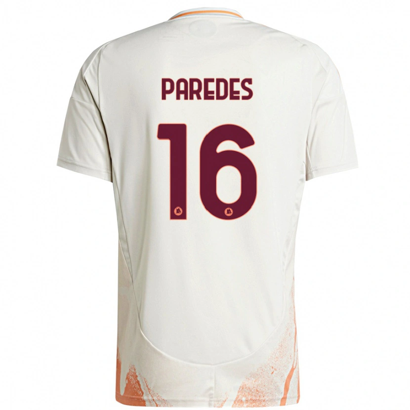 Danxen Kinderen Leandro Paredes #16 Crème Wit Oranje Uitshirt Uittenue 2024/25 T-Shirt