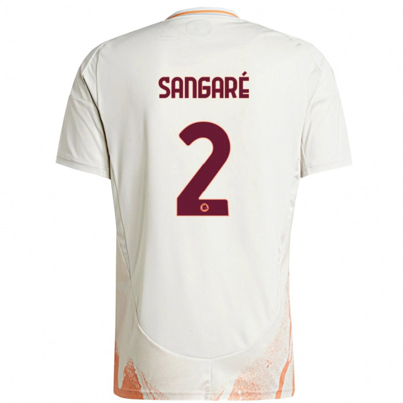 Danxen Kinderen Buba Sangaré #2 Crème Wit Oranje Uitshirt Uittenue 2024/25 T-Shirt