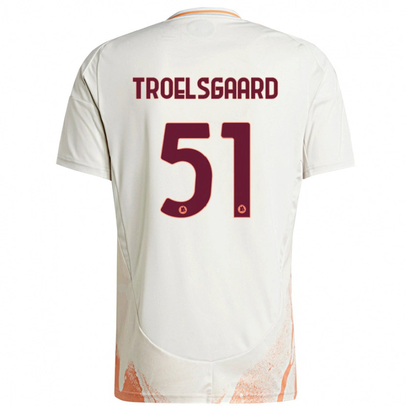 Danxen Kinderen Sanne Troelsgaard #51 Crème Wit Oranje Uitshirt Uittenue 2024/25 T-Shirt