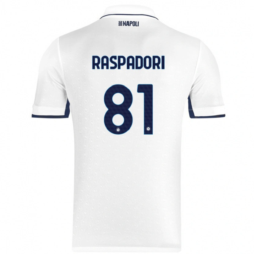 Danxen Kinderen Giacomo Raspadori #81 Wit Koningsblauw Uitshirt Uittenue 2024/25 T-Shirt