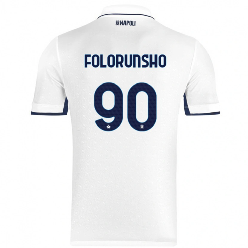 Danxen Kinderen Michael Folorunsho #90 Wit Koningsblauw Uitshirt Uittenue 2024/25 T-Shirt