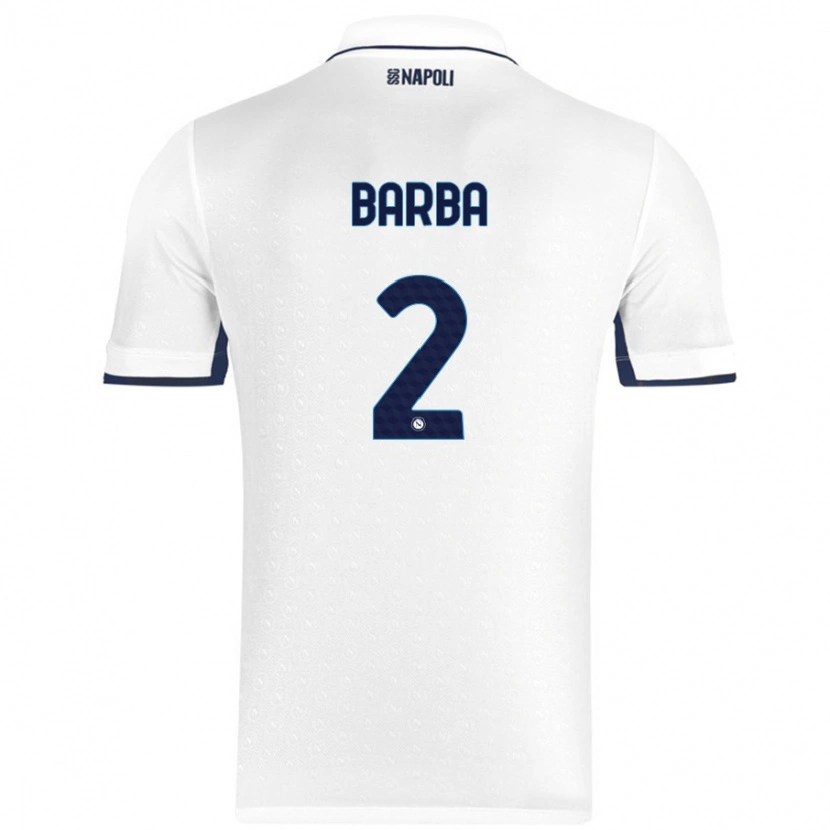 Danxen Kinderen Benedetto Barba #2 Wit Koningsblauw Uitshirt Uittenue 2024/25 T-Shirt