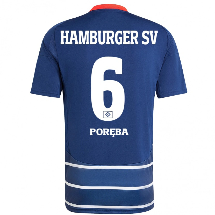 Danxen Kinderen Lukasz Poreba #6 Donkerblauw Uitshirt Uittenue 2024/25 T-Shirt