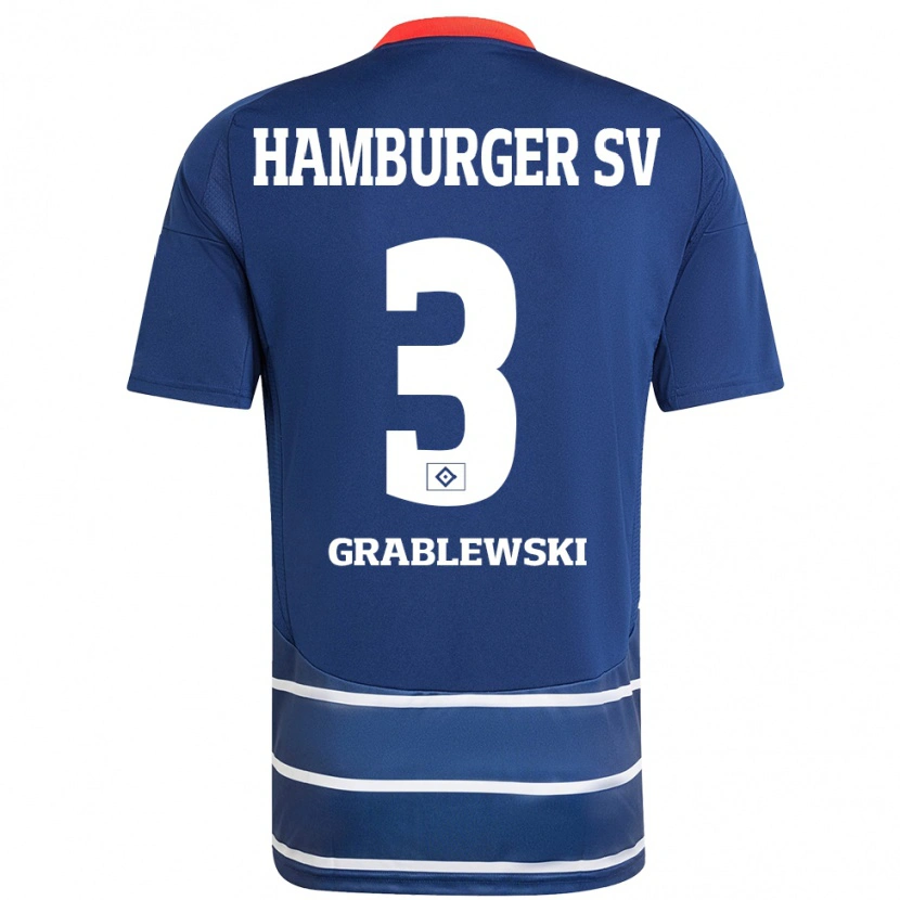Danxen Kinderen Max Grablewski #3 Donkerblauw Uitshirt Uittenue 2024/25 T-Shirt